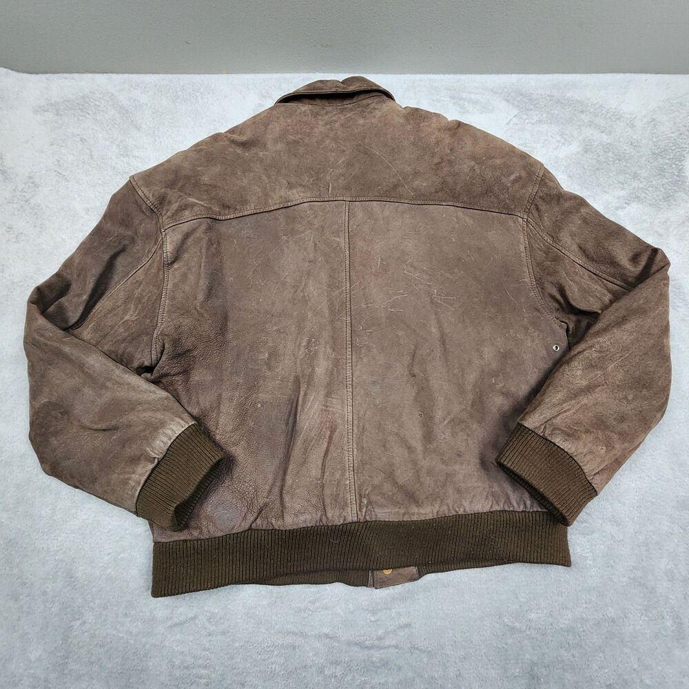 Global Identity G-III Brown Bomber Jacket L Full Zip North America Map Lining - Picture 2 of 11